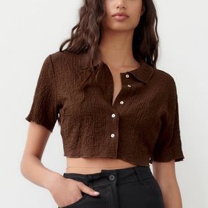 Zara textured crop top Brown/size XS. Never worn with tags on.